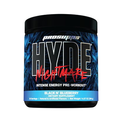 Hyde workout supplement nightmare Black n' blueberry jar front image