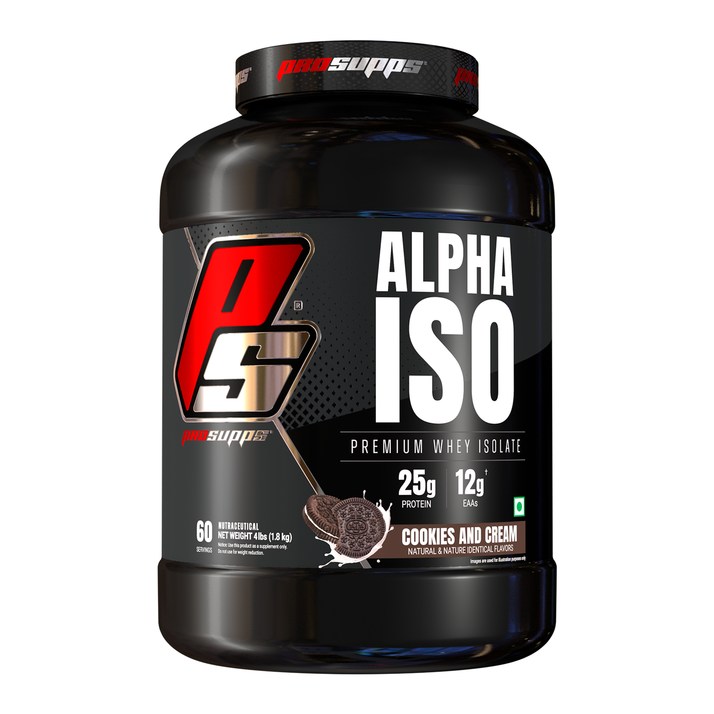 Prosupps Alpha ISO Cookies and Cream protein powder jar front image