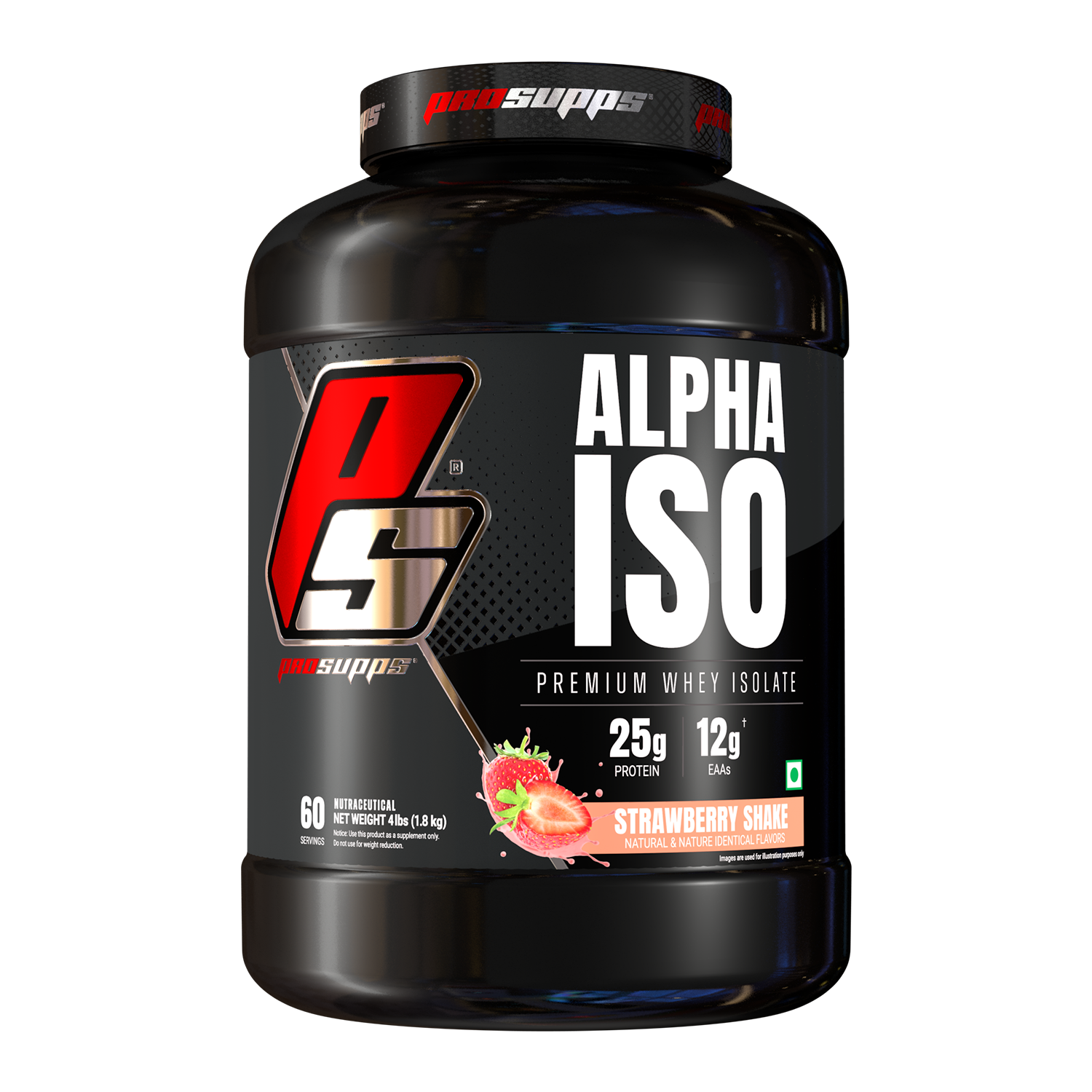 Prosupps Alpha ISO Strawberry Shake protein powder jar front image