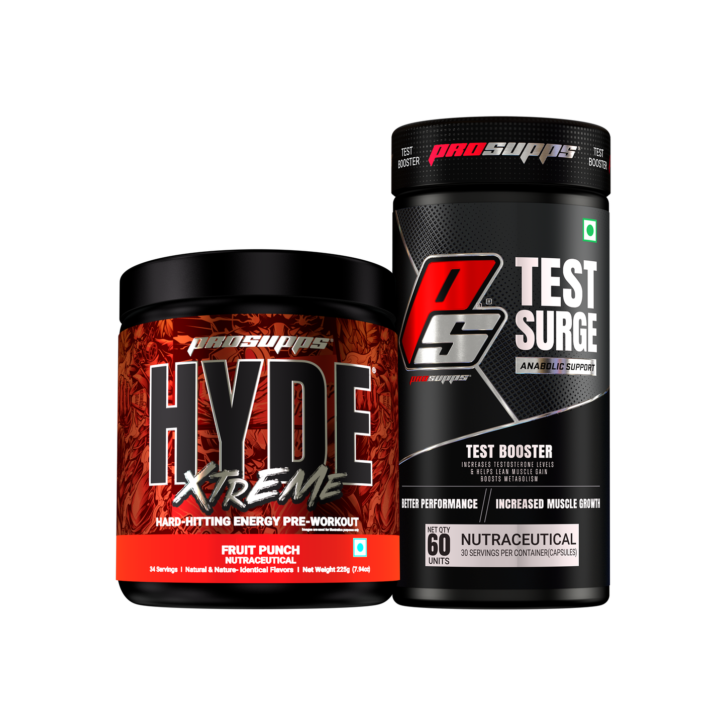 hyde workout supplement hyde xtreme fruit punch flavour and test surge combo