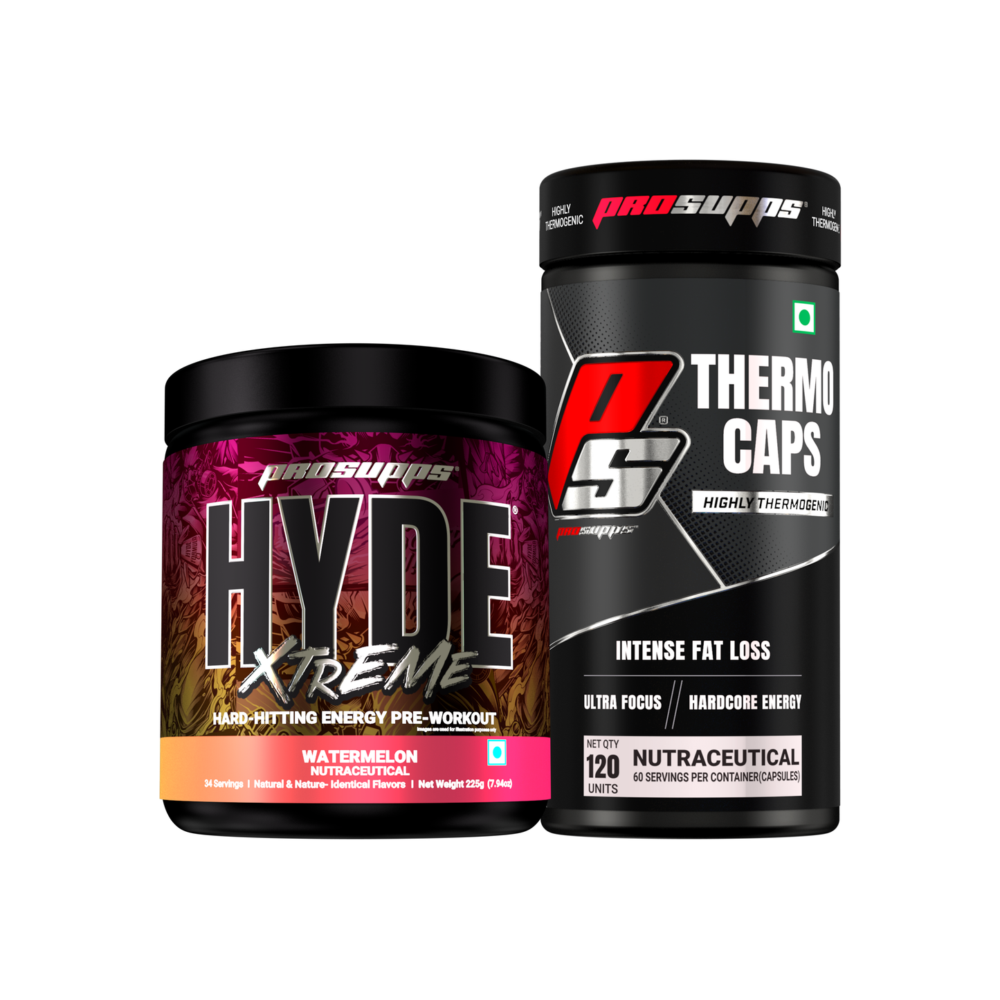 hyde workout supplement hyde xtreme watermelon flavour and thermo caps combo