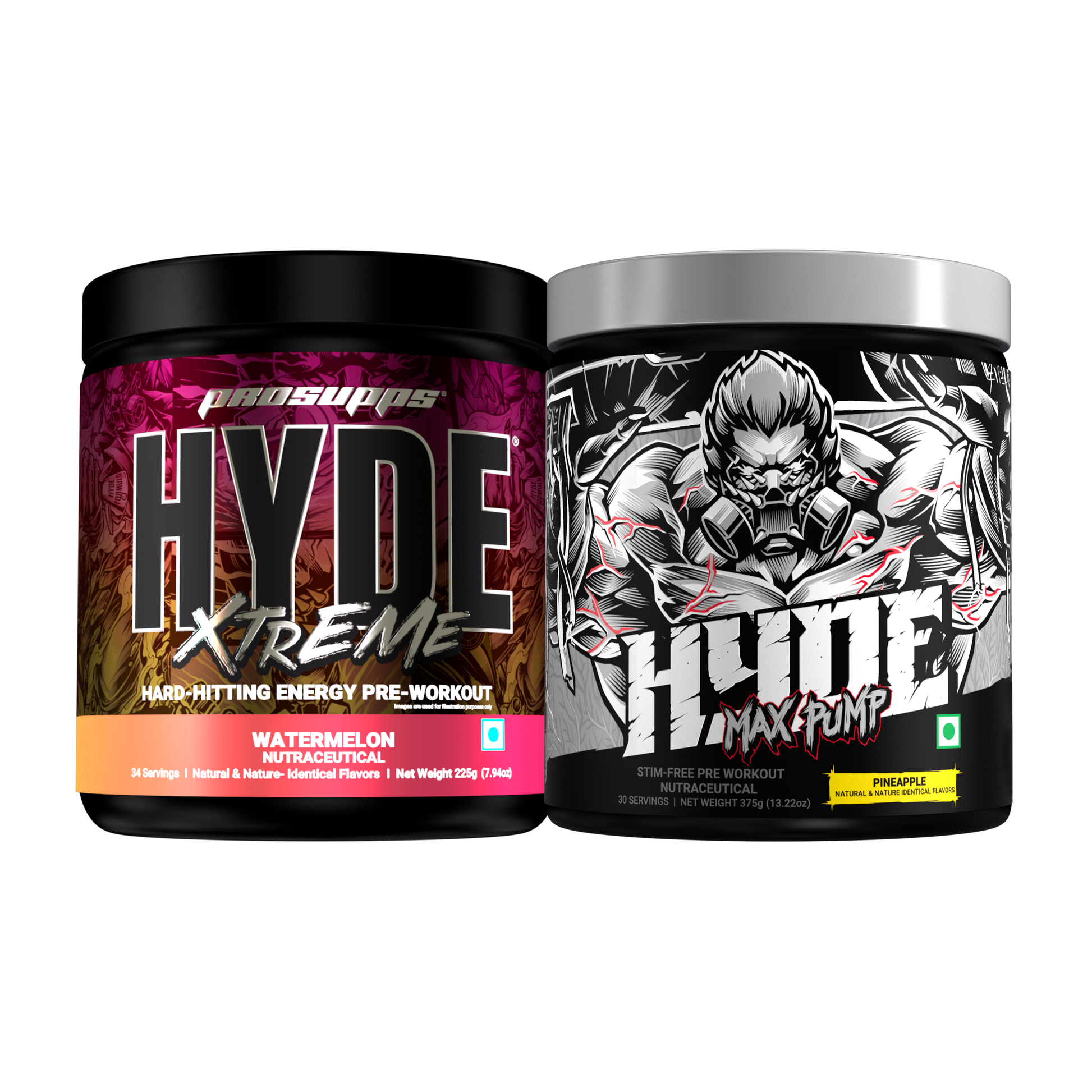 hyde workout supplement hyde xtreme watermelon flavour and hyde max pump pine apple flavour combo