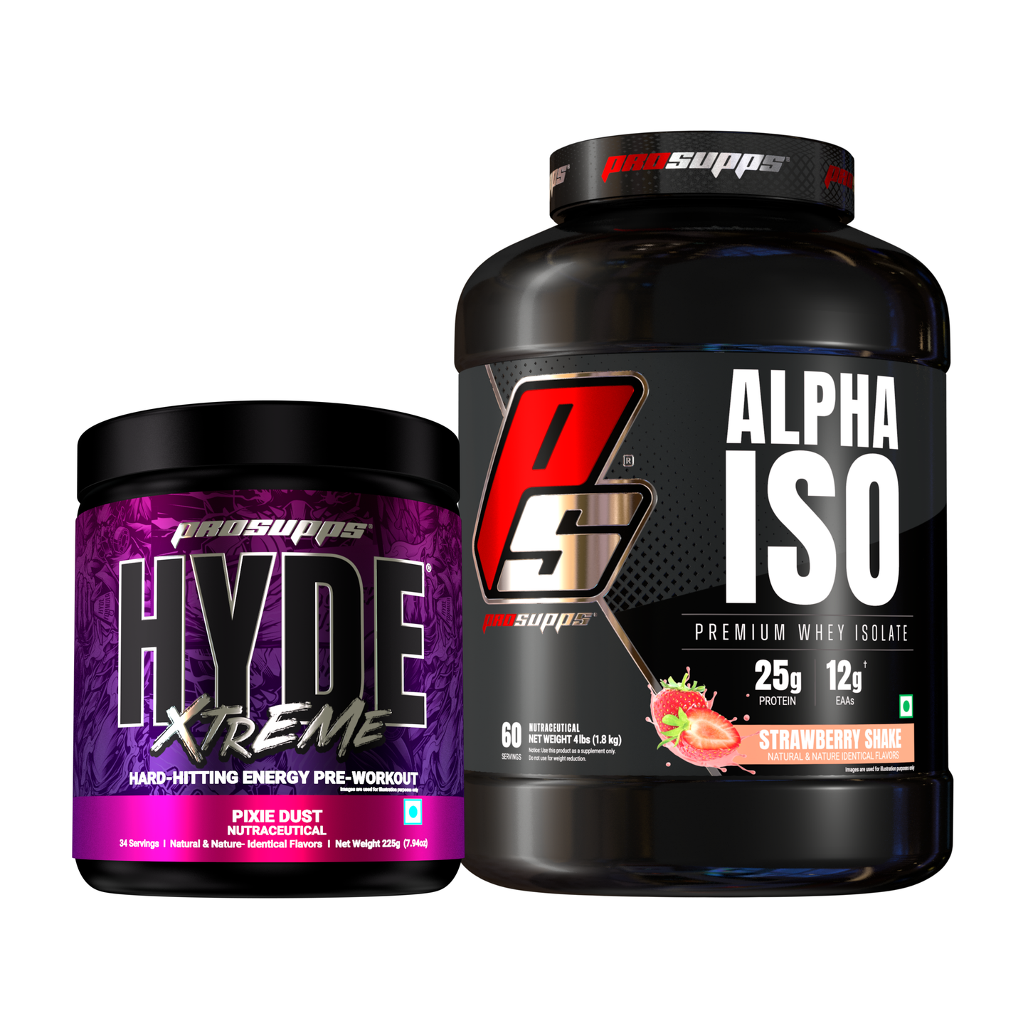 hyde workout supplement hyde xtreme pixie dust flavour and alpha iso strawberry shake flavour combo