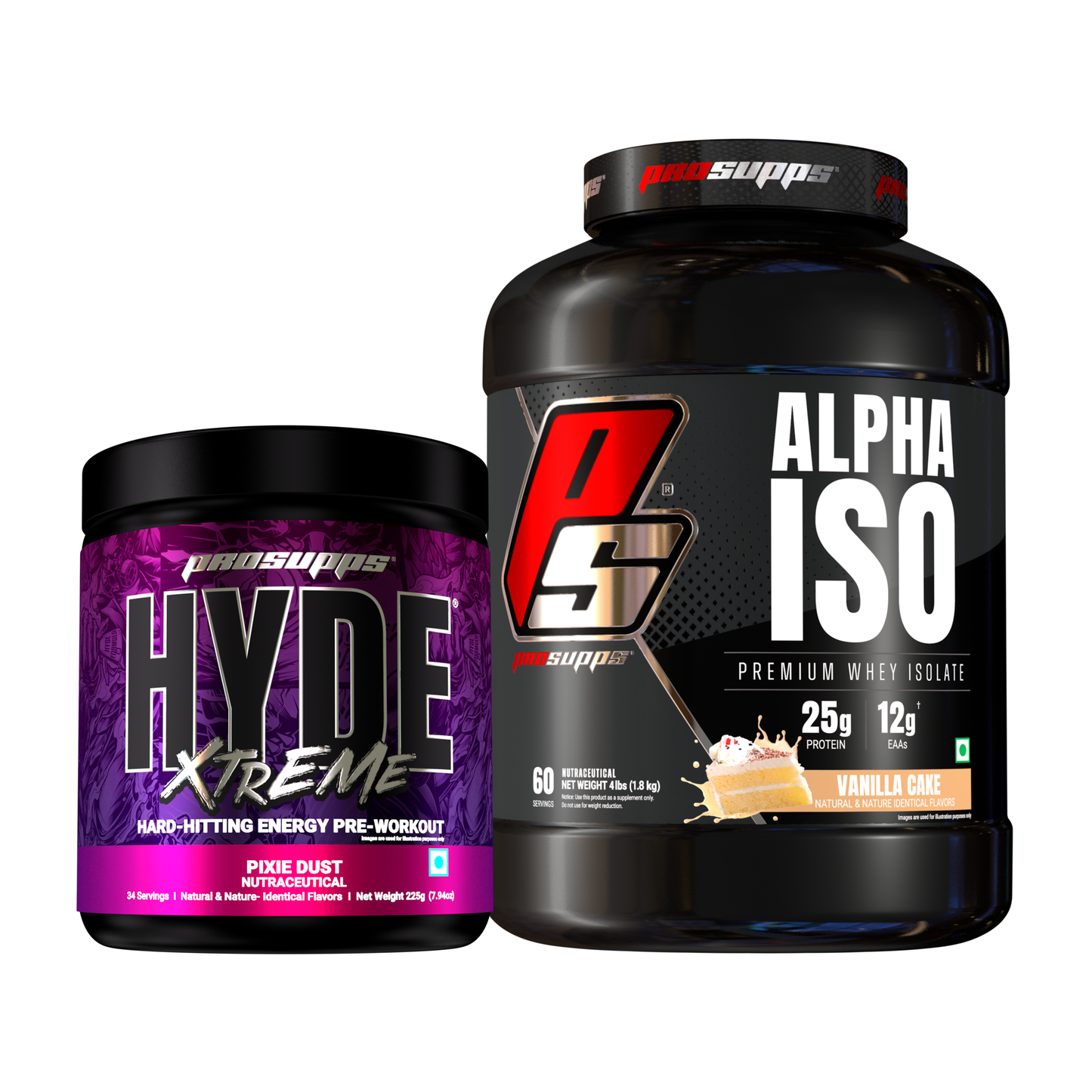 hyde xtreme pre workout hyde xtreme pixie dust and alpha iso vanilla cake flavour combo