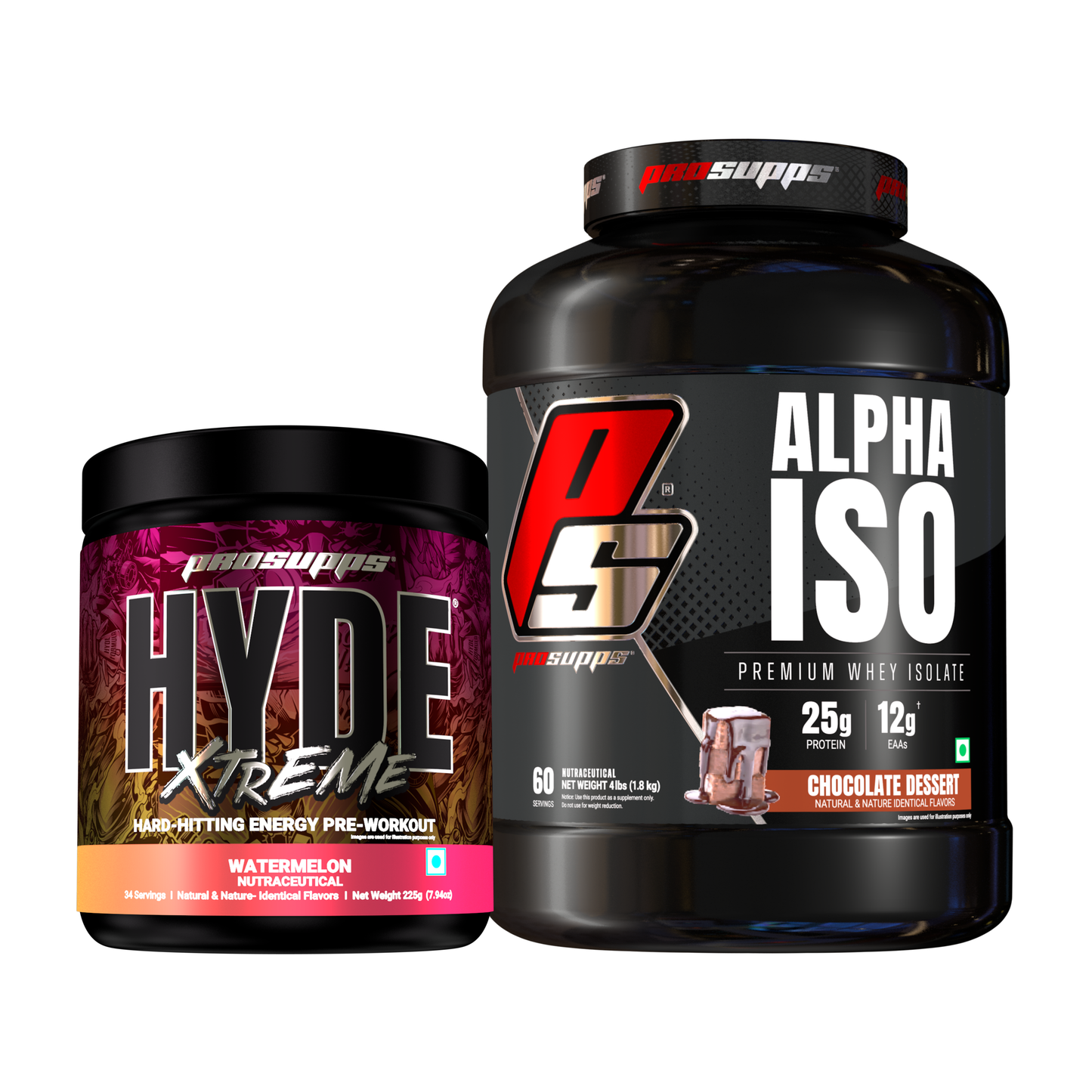 hyde workout supplement hyde xtreme watermelon flavour and alpha iso chocolate dessert flavour combo