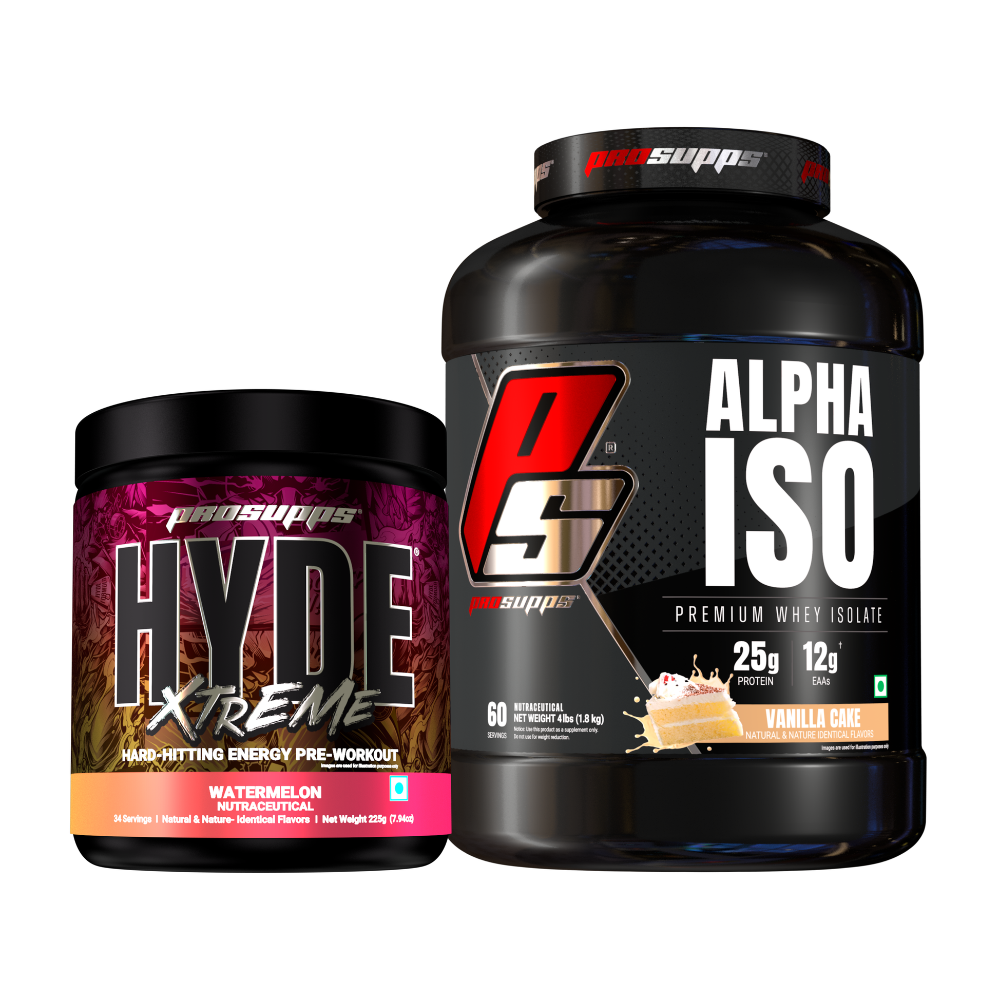 hyde workout supplement hyde xtreme watermelon flavour and alpha iso vanilla cake flavour combo